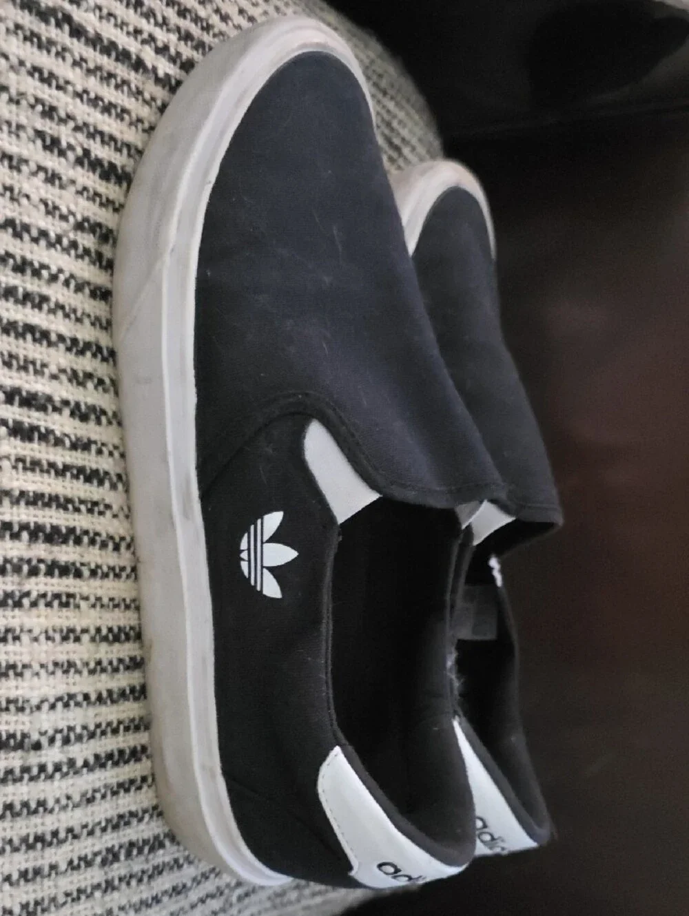 Adidas Black and White Slip-On Loafers Mens